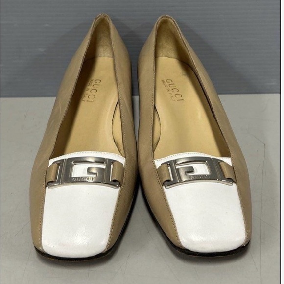 Gucci Marmont Ballet Loafer Beige & White Heels - Size 9B, w/ COA - Picture 1 of 7